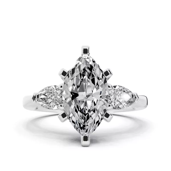 Madison Three-Stone Lab Pear Engagement Ring With 1 Carat Marquise Diamond
