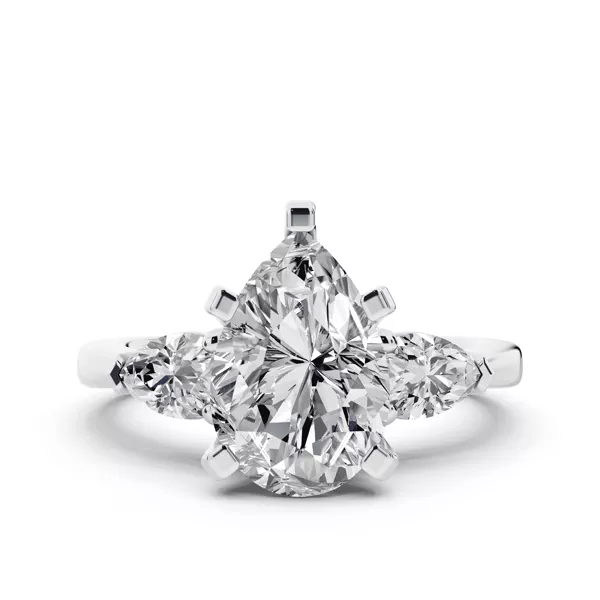 Madison Three-Stone Lab Pear Engagement Ring With 1.01 Carat Pear Diamond