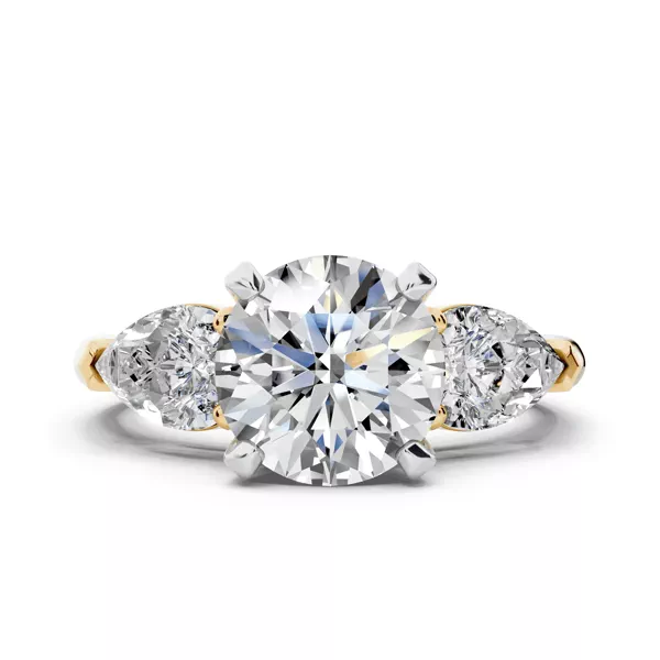 Madison Three-Stone Two-Tone Lab Pear Ring (1.00 ct. tw.)