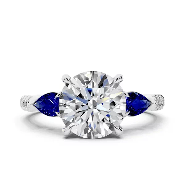 Setting Capri Sapphire Three-Stone Lab Pavé Pear (0.65 ct. tw.)