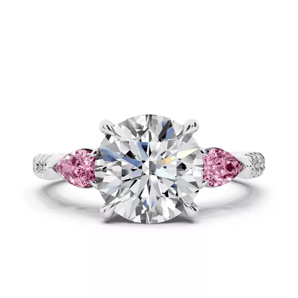 Setting Capri Pink Sapphire Three-Stone Lab Pavé Pear (0.65 ct. tw.)