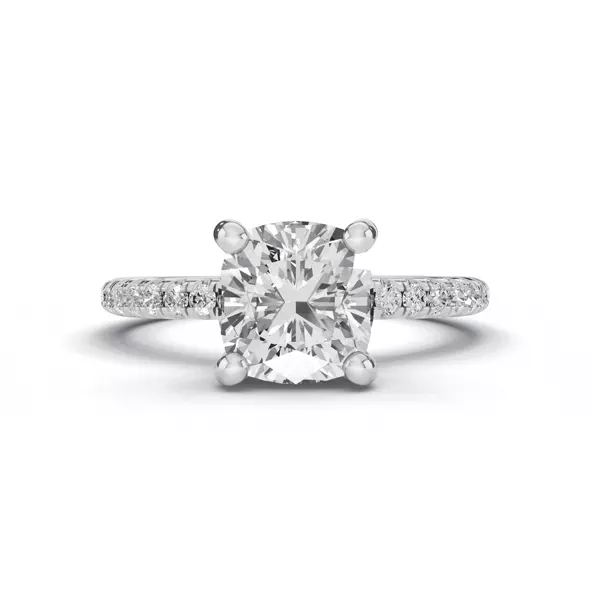 Tradition Lab Pavé Engagement Ring (1/5ct tw.) With 1.6 Carat Cushion Diamond