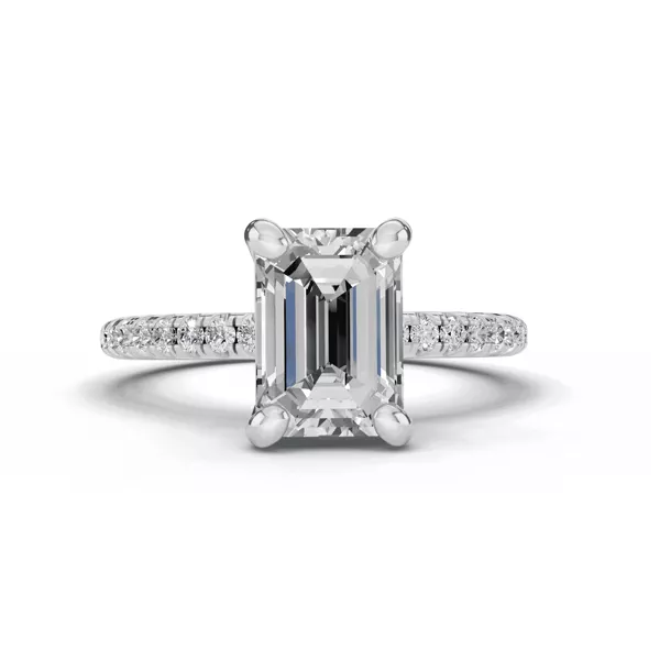 Tradition Lab Pavé Engagement Ring (1/5ct tw.) With 1.01 Carat Emerald Diamond