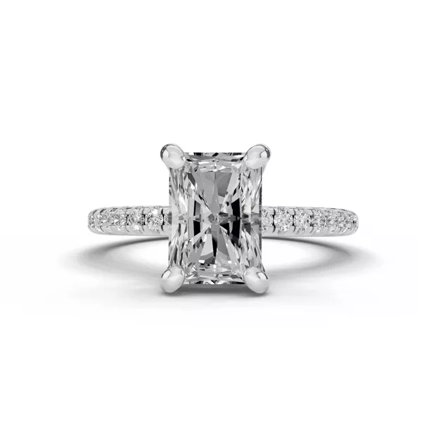 Tradition Lab Pavé Engagement Ring (1/5ct tw.) With 1.19 Carat Radiant Diamond