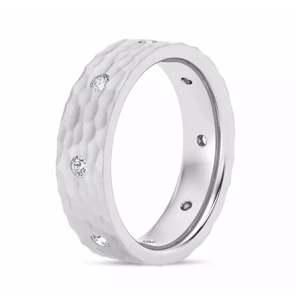 Hammered Diamond Eternity Band (6mm)