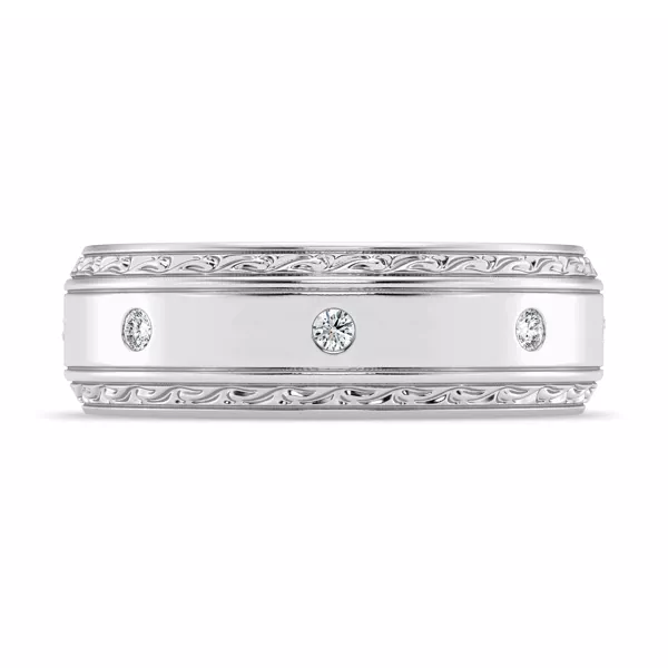 Engraved Diamond Beveled Eternity Band (8mm)