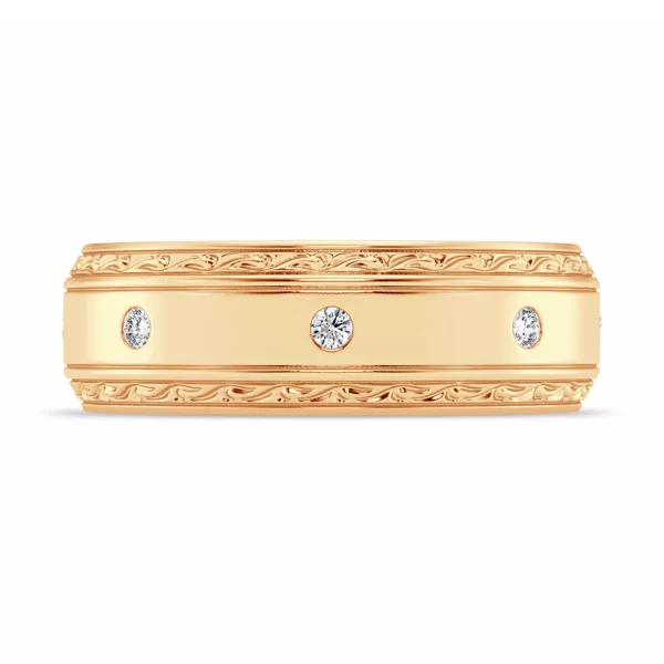 Engraved Diamond Beveled Eternity Band (8mm)