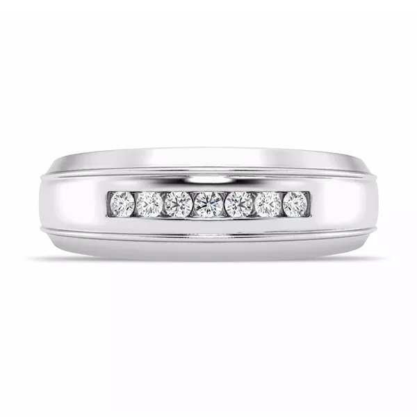 Grooved Channel-Set Diamond Band (7.5mm)