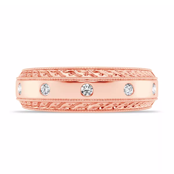 Engraved Diamond Milgrain Band (7.5mm)