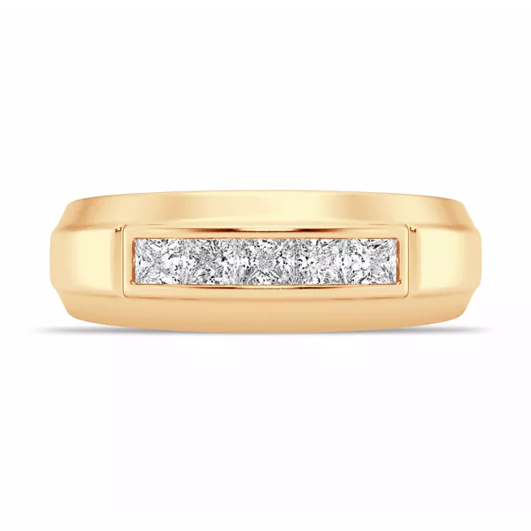 Raised Channel-Set Princess-Cut Diamond Band (7mm)