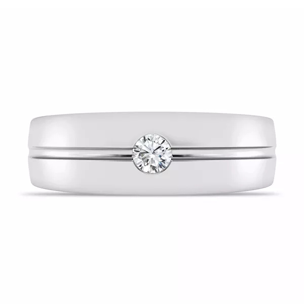 Grooved Diamond Solitaire Band (7mm)