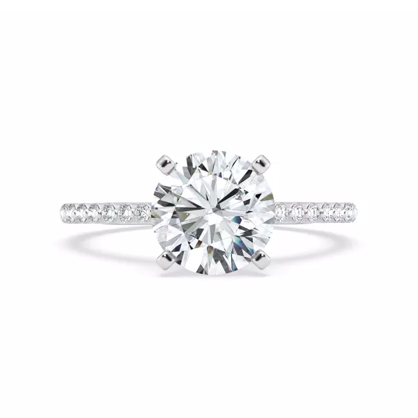 Signature Hearts & Arrows Shared Prong Hidden Halo Cathedral Engagement Ring (.35ct. tw.)