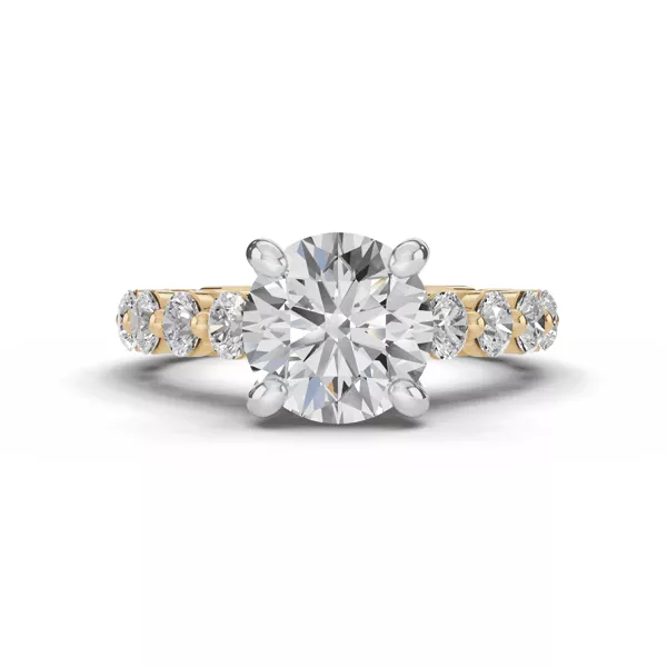 Signature Hearts & Arrows Shared Prong Hidden Halo Cathedral Engagement Ring (1.05ct. tw.)