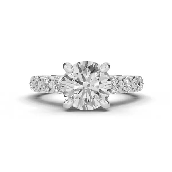 Signature Hearts & Arrows Shared Prong Hidden Halo Cathedral Engagement Ring (1.05ct. tw.)