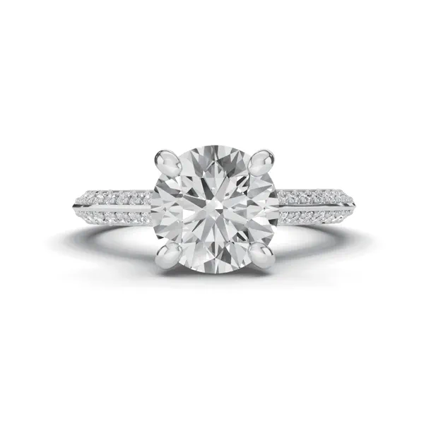 Signature Hearts & Arrows Pavé Knife-Edge Cathedral Ring
