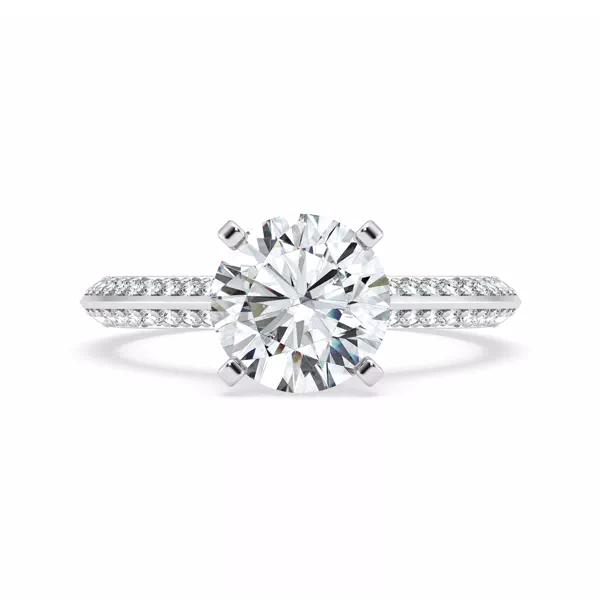 Signature Hearts & Arrows Pavé Cathedral Knife-Edge With Hidden Halo Engagement Ring 