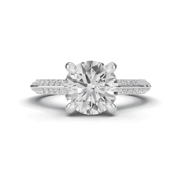 Signature Hearts & Arrows Pavé Cathedral Knife-Edge With Hidden Halo Ring