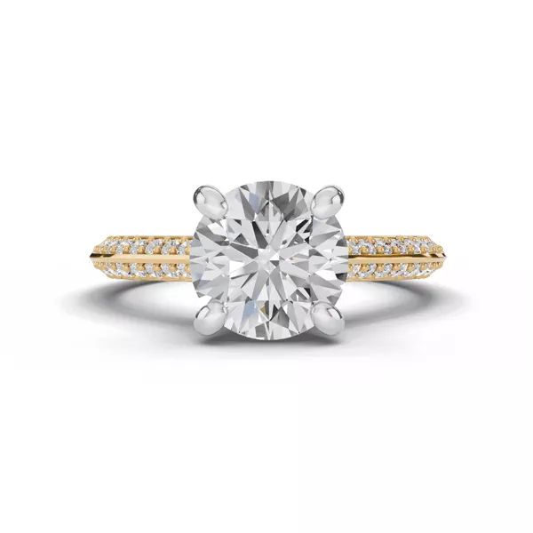 Signature Hearts & Arrows Pavé Cathedral Knife-Edge With Hidden Halo Engagement Ring 