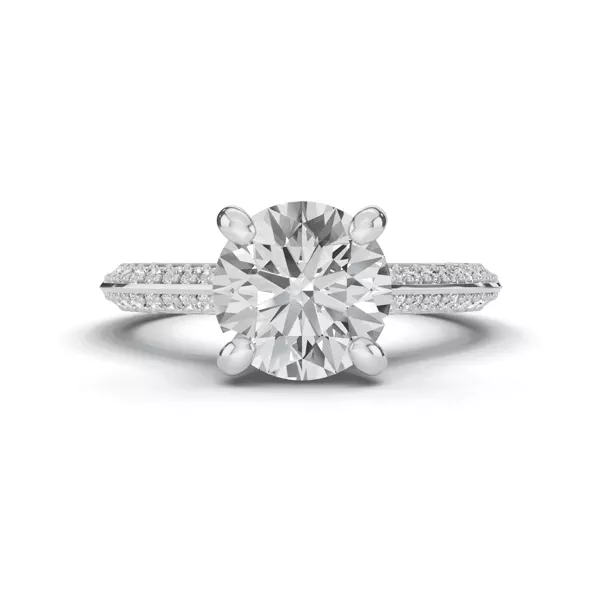 Signature Hearts & Arrows Pavé Cathedral Knife-Edge With Hidden Halo Engagement Ring 