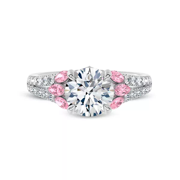 Blooming Pink Marquise Sapphire Pavé Lab Engagement Ring by Christian Siriano