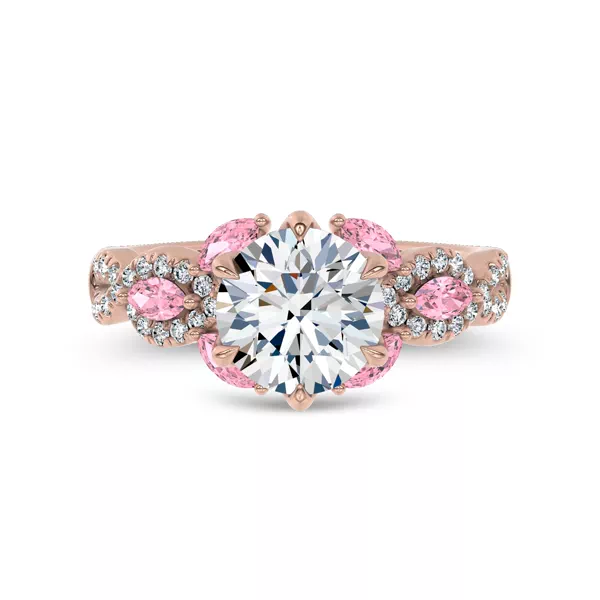 Valora Pavé Vine Pink Sapphire Lab Engagement Ring by Christian Siriano