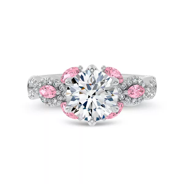 Valora Pavé Vine Pink Sapphire Lab Engagement Ring by Christian Siriano