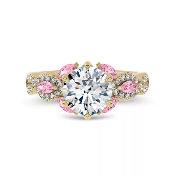 Valora Pavé Vine Pink Sapphire Lab Engagement Ring by Christian Siriano