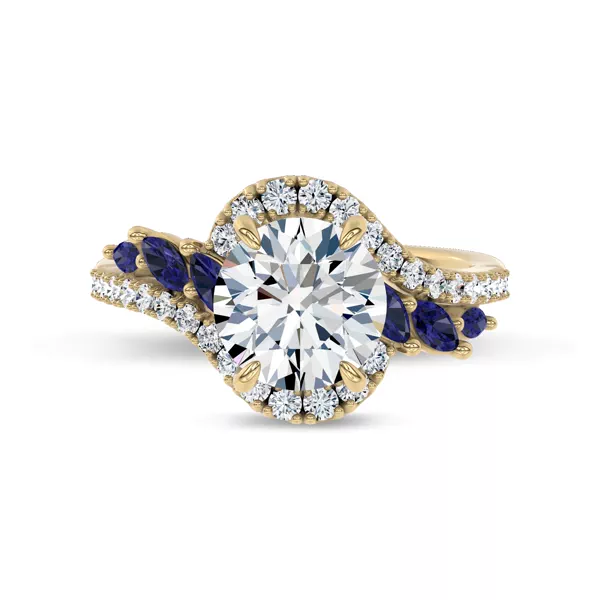 Envol Sapphire Accented Lab Engagement Ring by Christian Siriano