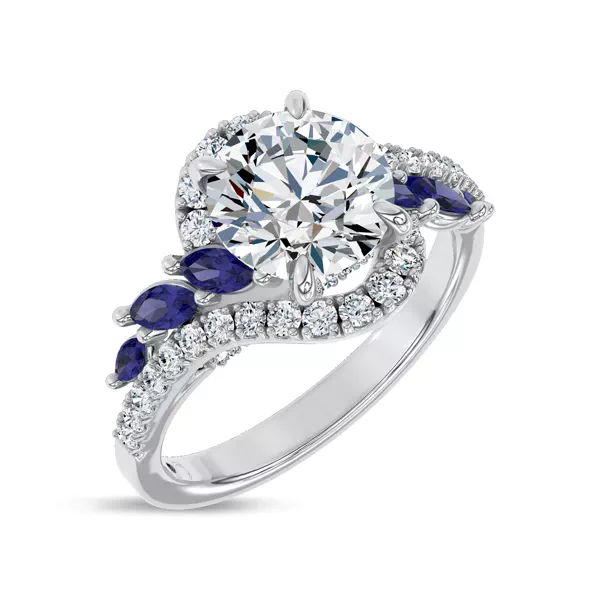 Envol Sapphire Accented Lab Engagement Ring by Christian Siriano