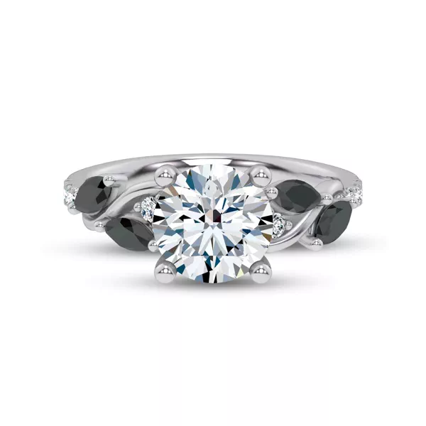 Hayden Curved Vine Black And White Diamond Engagement Ring