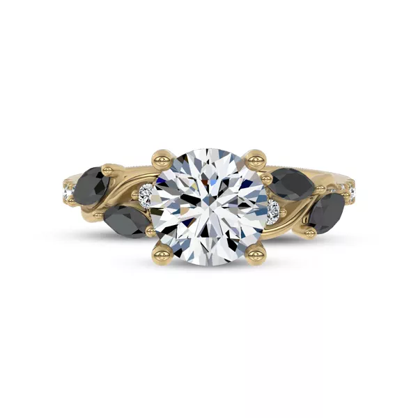 Hayden Curved Vine Black And White Diamond Engagement Ring