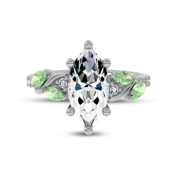 Hayden Curved Vine Tsavorite And Diamond Engagement Ring