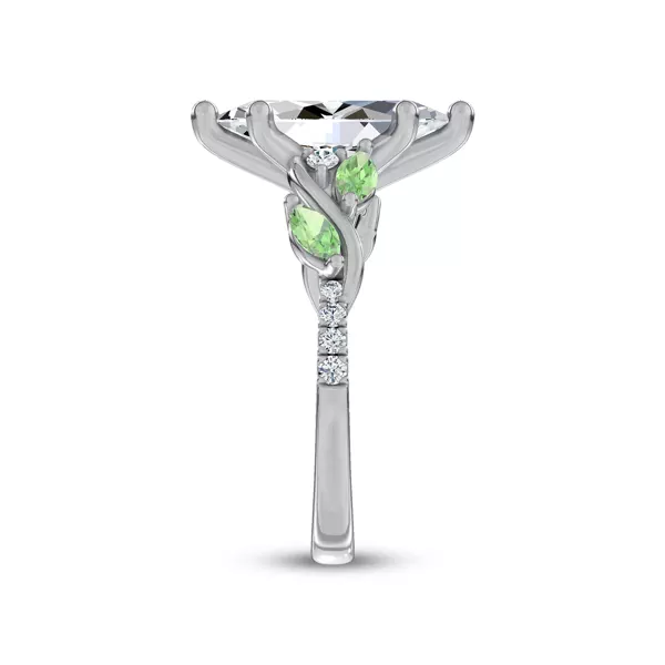 Hayden Curved Vine Tsavorite And Diamond Engagement Ring With 1.01 Carat Marquise Diamond