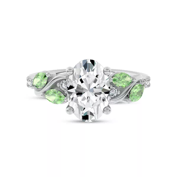 Hayden Curved Vine Tsavorite And Diamond Engagement Ring