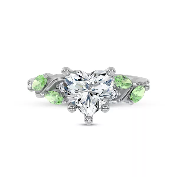 Hayden Curved Vine Tsavorite And Diamond Engagement Ring