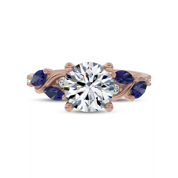 Hayden Curved Vine Sapphire And Lab Diamond Engagement Ring