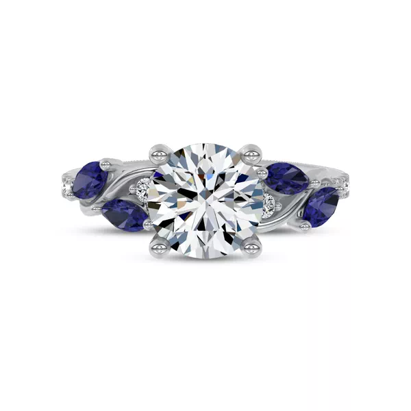 Hayden Curved Vine Sapphire And Lab Diamond Engagement Ring