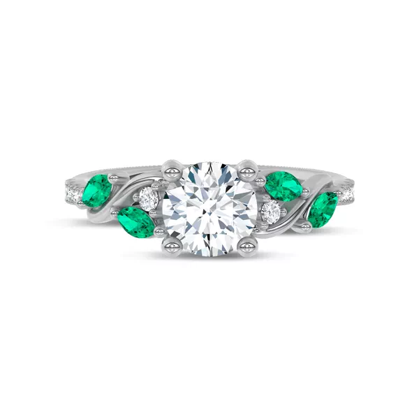 Hayden Curved Vine Lab Emerald And Diamond Ring
