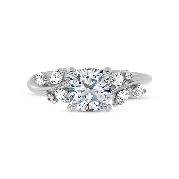 Lea Nature-Inspired Engagement Ring With 1.6 Carat Cushion Diamond