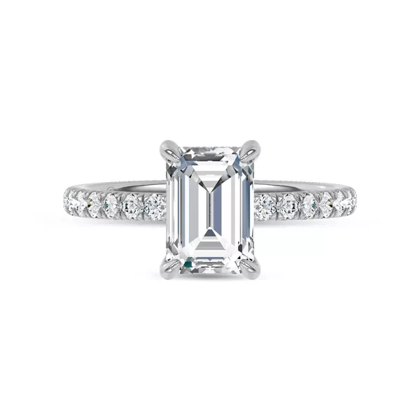 Reflection Pavé Hidden Halo Lab Engagement Ring by Christian Siriano With 1.01 Carat Emerald Diamond