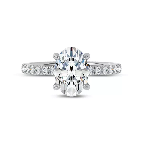 Reflection Pavé Hidden Halo Lab Engagement Ring by Christian Siriano With 1.16 Carat Oval Diamond