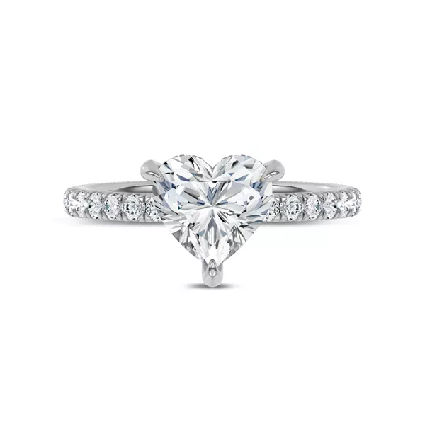 Reflection Pavé Hidden Halo Lab Engagement Ring by Christian Siriano With 1 Carat Heart Diamond