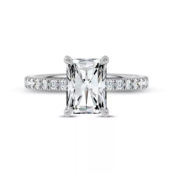 Reflection Pavé Hidden Halo Lab Engagement Ring by Christian Siriano With 1.01 Carat Radiant Diamond