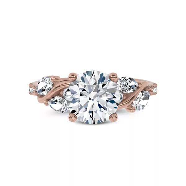 Hayden Curved Vine Hidden Halo Engagement Ring 