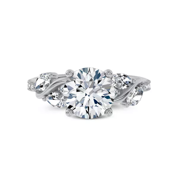 Hayden Curved Vine Hidden Halo Engagement Ring 