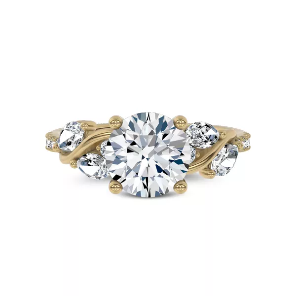Hayden Curved Vine Hidden Halo Engagement Ring 
