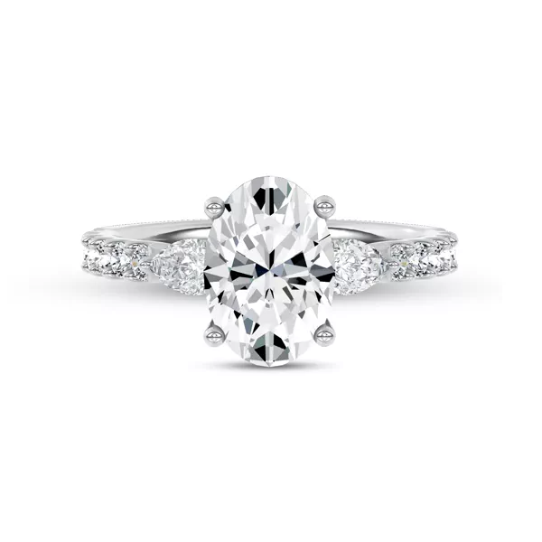 Perelle Pear Pavé Lab Engagement Ring