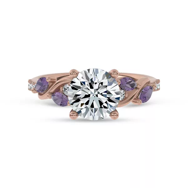 Hayden Curved Vine Amethyst And Lab Diamond Ring