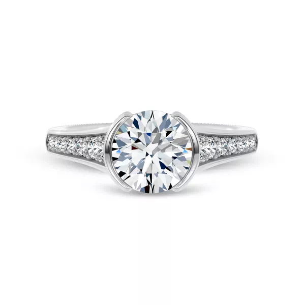 Jenna Half Bezel Pavé Lab Engagement Ring