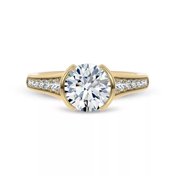 Jenna Half Bezel Pavé Lab Engagement Ring